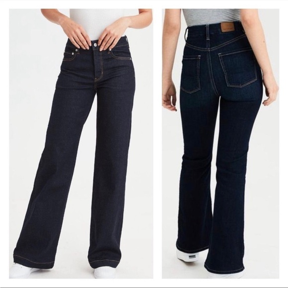 American Eagle Super Stretch Dark wash High Rise Wide Leg Denim Jeans - Picture 10 of 10